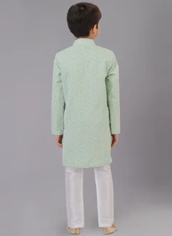Mint Green Silk Embroidery Kurta Pyjama Party Wear -Mahra Clothing Shop mint green silk embroidery kurta pyjama kdbkvs839 b