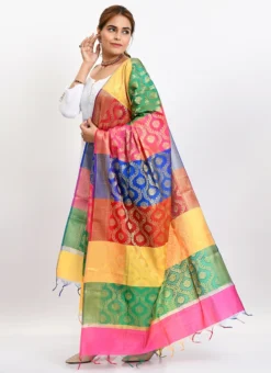 Multicolor Banarasi Silk Weaving Dupatta Work Wear -Mahra Clothing Shop multicolor banarasi silk weaving dupatta dpdmimfd100 u