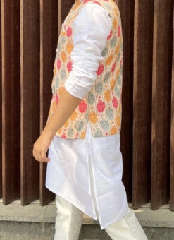 Multicolor Cotton Printed Nehru Jacket