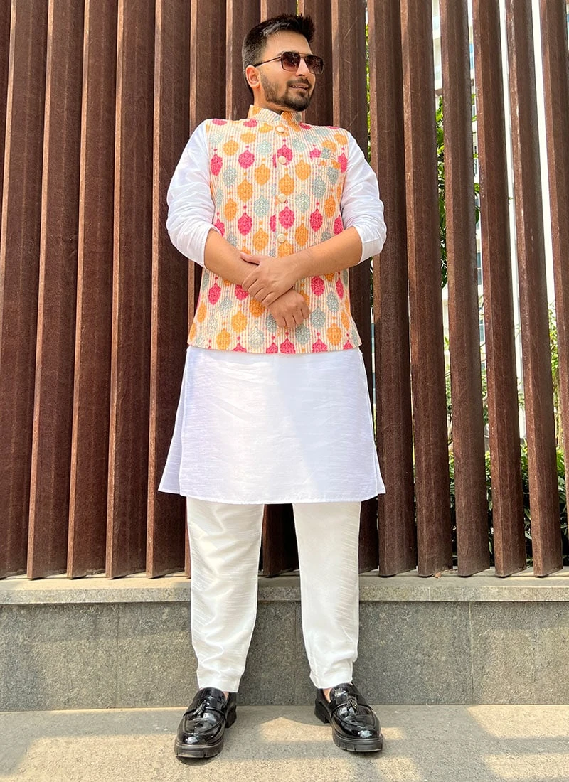 Multicolor Cotton Printed Nehru Jacket 2 Multicolor Cotton Printed Nehru Jacket - Image 2