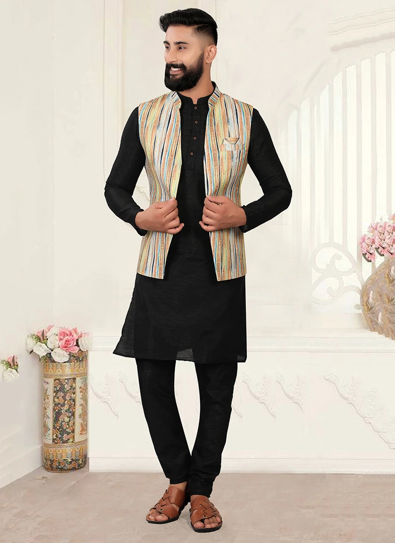Multicolor Rayon Digital Printed Nehru Jacket 2 Multicolor Rayon Digital Printed Nehru Jacket - Image 2