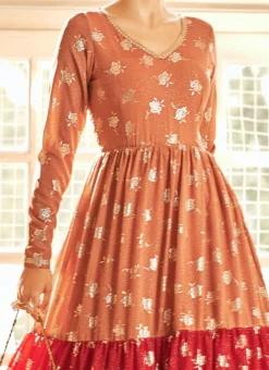 Multicolored Georgette Foil Printed Anarkali Gown After Six Wear