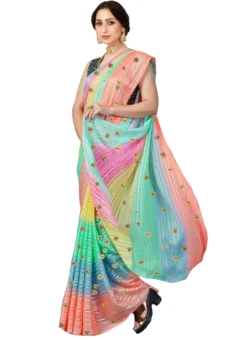 Multicolored Georgette Hand Embroidered Saree Party Wear -Mahra Clothing Shop multicolored georgette hand embroidered saree sadsf4730 u