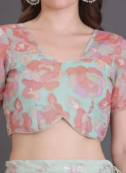 Multicolored Organza Embroidered Blouse Festive Wear