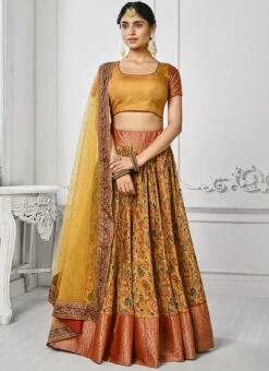 Mustard Art Silk Digital Print A Line Lehenga Festive Wear -Mahra Clothing Shop mustard art silk digital print a line lehenga ghsjssbsl1625 u