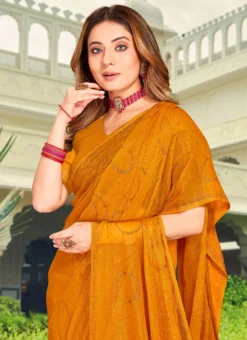 Mustard Art Silk Shimmer And Tikki Work Saree After Six Wear -Mahra Clothing Shop mustard art silk shimmer and tikki work saree sasnfb7216 b