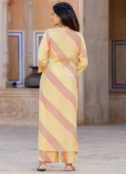 Mustard Muslin Printed Kurta Straight Pant Set After Six Wear -Mahra Clothing Shop mustard muslin printed kurta straight pant set krspranju66 b