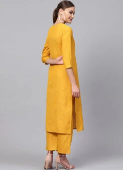 Mustard Rayon Kurta Palazzo Set Work Wear -Mahra Clothing Shop mustard rayon kurta palazzo set krsdmf1003 b