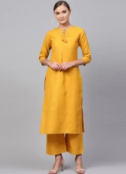 Mustard Rayon Kurta Palazzo Set Work Wear -Mahra Clothing Shop mustard rayon kurta palazzo set krsdmf1003 u