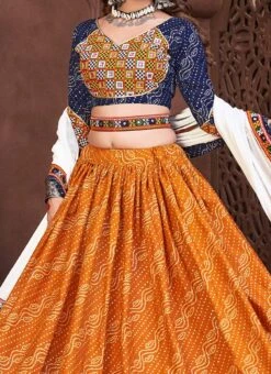 Mustard Art Silk Mirror Chaniya Choli Festive Wear