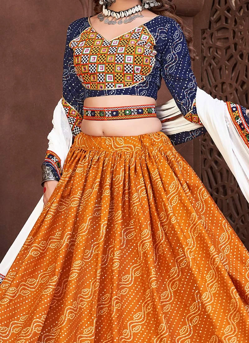 Mustard Art Silk Mirror Chaniya Choli Festive Wear 1 Mustard Art Silk Mirror Chaniya Choli Festive Wear