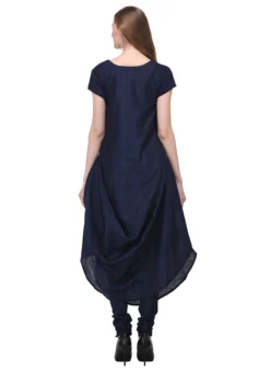 Navy Blue Art Bhagalpuri Silk Anarkali Suit Party Wear -Mahra Clothing Shop navy blue art bhagalpuri silk anarklai suit sldrrwrs409 b