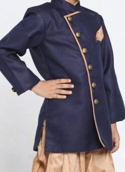 Navy Blue Art Silk Dhoti Set