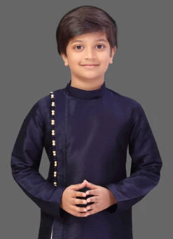 Navy Blue Art Silk Soild Stitched Kurta Pyjama Festive Wear -Mahra Clothing Shop navy blue art silk soild stitched kurta pyjama kdbmss102 b