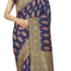 Navy Blue Banarasi Silk Zari Work Saree Festive Wear