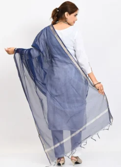 Navy Blue Chanderi Cotton Dupatta Festive Wear 7 Navy Blue Chanderi Cotton Dupatta Festive Wear -Mahra Clothing Shop navy blue chanderi cotton dupatta dpdmfmfd018 b