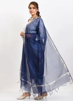 Navy Blue Chanderi Cotton Dupatta Festive Wear 6 Navy Blue Chanderi Cotton Dupatta Festive Wear -Mahra Clothing Shop navy blue chanderi cotton dupatta dpdmfmfd018 u