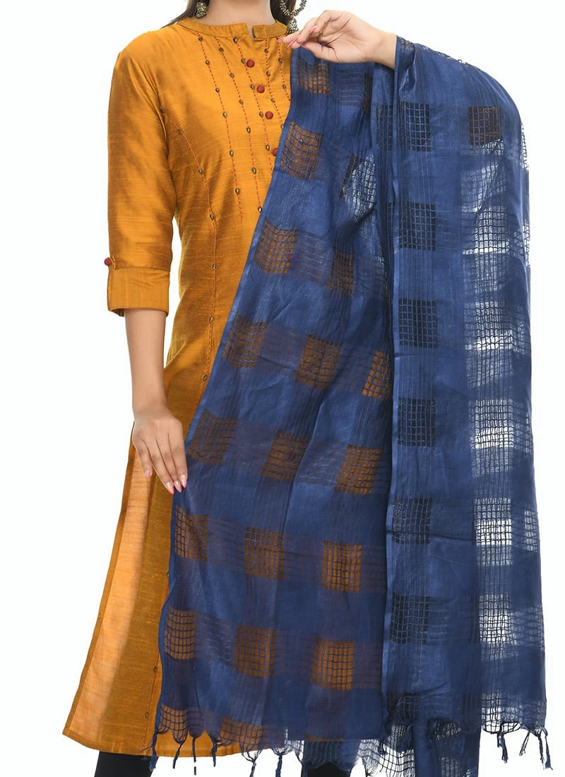 Navy Blue Cotton Dupatta Festive Wear 1 Navy Blue Cotton Dupatta Festive Wear