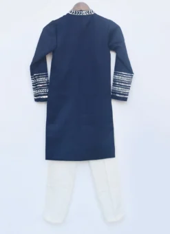 Navy Blue Cotton Silk Embroidered Classic Sherwani -Mahra Clothing Shop navy blue cotton silk embroidered classic sherwani kdbdfk2511 b