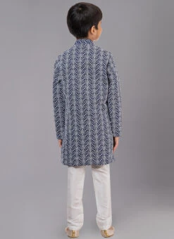 Navy Blue Cotton Silk Embroidery Kurta Pyjama Party Wear -Mahra Clothing Shop navy blue cotton silk embroidery kurta pyjama kdbkvs821 b