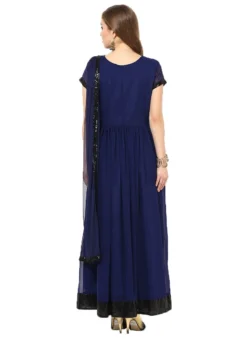 Navy Blue Georgette Ankle Length Anarkali Suit Party Wear -Mahra Clothing Shop navy blue georgette ankle length anarkali suit slnrrssm307 b