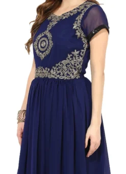 Navy Blue Georgette Ankle Length Anarkali Suit Party Wear