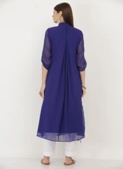 Navy Blue Georgette Embroidered Kurta Straight Pant Set After Six Wear -Mahra Clothing Shop navy blue georgette embroidered kurta straight pant set krsjiw9 b