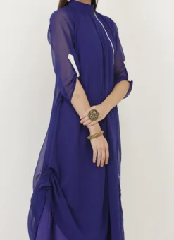 Navy Blue Georgette Embroidered Kurta Straight Pant Set After Six Wear