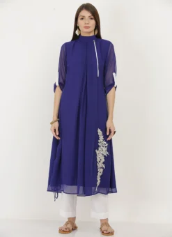 Navy Blue Georgette Embroidered Kurta Straight Pant Set After Six Wear -Mahra Clothing Shop navy blue georgette embroidered kurta straight pant set krsjiw9 u