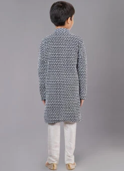 Navy Blue Georgette Embroidery Kids Kurta Pyjama Party Wear -Mahra Clothing Shop navy blue georgette embroidery kids kurta pyjama kdbkvs825 b