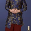 Navy Blue Heavy Silk Indowestern Sherwani Wedding Wear