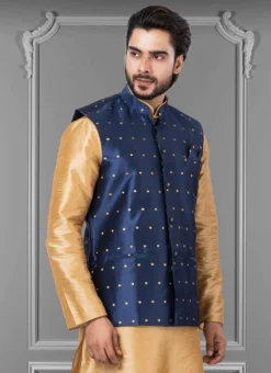 Navy Blue Mulberry Butti Nehru Jacket -Mahra Clothing Shop navy blue mulberry butti nehru jacket jmkkvs486 b