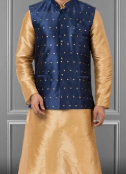 Navy Blue Mulberry Butti Nehru Jacket