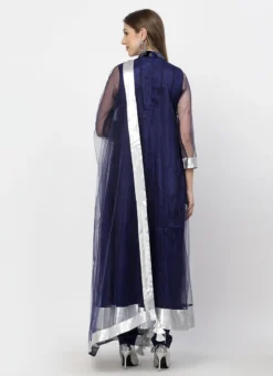 Navy Blue Net Patch Work Anarkali Suit Work Wear -Mahra Clothing Shop navy blue net patch work anarkali suit sldmf7480 b