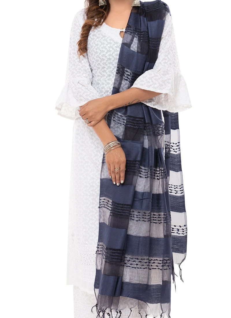 Navy Blue Organza Dupatta After Six Wear 1 Navy Blue Organza Dupatta After Six Wear