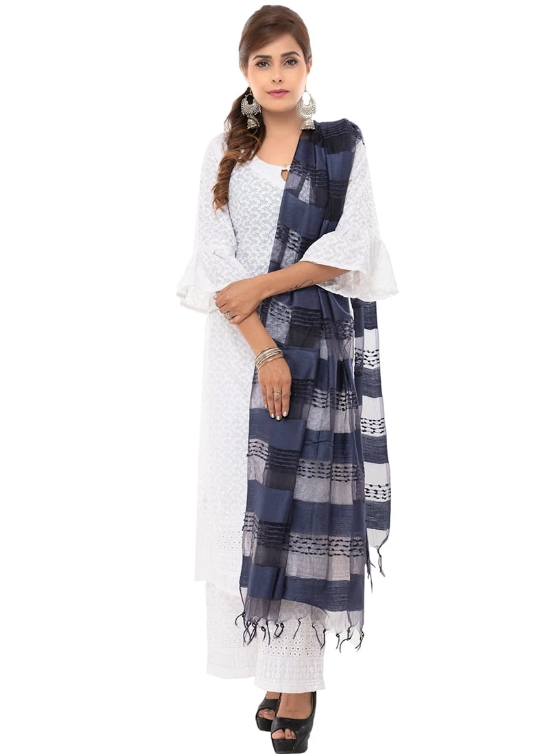 Navy Blue Organza Dupatta After Six Wear 3 Navy Blue Organza Dupatta After Six Wear - Image 3