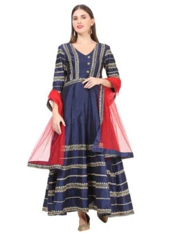 Navy Blue Raw Silk Embroidery Anarkali Suit Party Wear 6 Navy Blue Raw Silk Embroidery Anarkali Suit Party Wear -Mahra Clothing Shop navy blue raw silk embroidery anarkali suit slkifh9900553 u