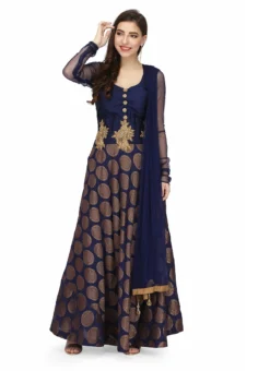 Navy Blue Silk Brocade Anarkali Suit Party Wear -Mahra Clothing Shop navy blue silk brocade anarkali suit slkifh9966000560 u