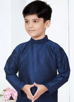 Navy Blue Silk Dupion Kurta Pyjama Party Wear -Mahra Clothing Shop navy blue silk dupion kurta pyjama kdbmsgr701 b