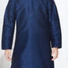 Navy Blue Silk Dupion Kurta Pyjama Party Wear