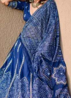 Navy Blue Vaishali Silk Bandhini Printed Umbrella Lehenga Party Wear