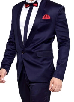Navy Blue Viscose Lapel Style Suit