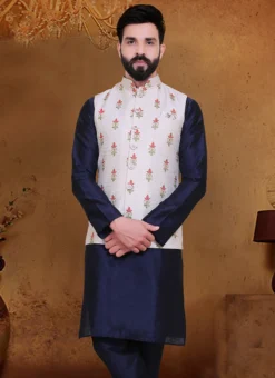 Off White Art Silk Nehru Jacket -Mahra Clothing Shop off white art silk nehru jacket jkmdc560 b