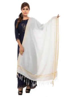 Off White Cotton Slub Weaving Work Dupatta Work Wear -Mahra Clothing Shop off white cotton slub weaving work dupatta dpdmimfd091 u