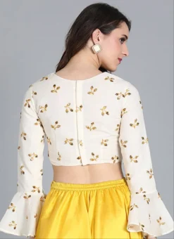 Off White Embroidered Cotton Blouse Festive Wear -Mahra Clothing Shop off white embroidered cotton blouse BLBS02305281 b