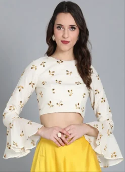 Off White Embroidered Cotton Blouse Festive Wear -Mahra Clothing Shop off white embroidered cotton blouse BLBS02305281 u