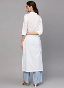 Off White Rayon Kurta Palazzo Set Work Wear -Mahra Clothing Shop off white rayon kurta palazzo set krsdmf905 b