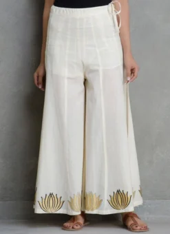 Off White Rayon Plazoo Pant Work Wear -Mahra Clothing Shop off white rayon plazoo pant wbdmf1119owe u