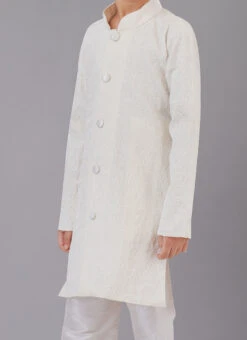 Off White Silk Embroidered Work Kurta Pyjama Party Wear