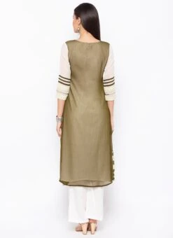 Olive Green Georgette Embroidered Kurta Palazzo Set After Six Wear -Mahra Clothing Shop olive green georgette embroidered kurta palazzo set krsmnc1935ks b